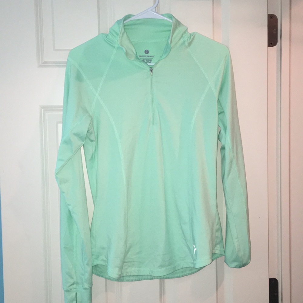 light green 1/4 zip pullover